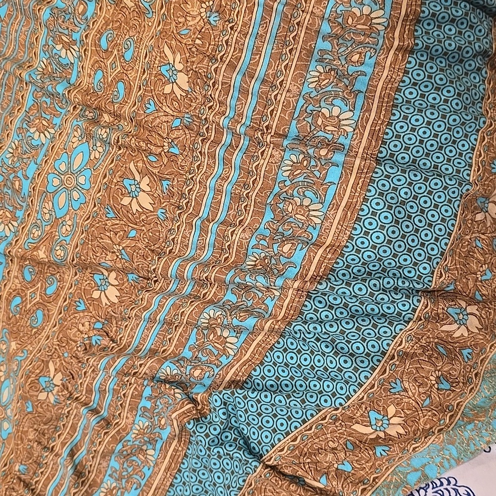 Beautiful Bohemian Blue and Brown Maxi Dress Read - Picture 2 of 10